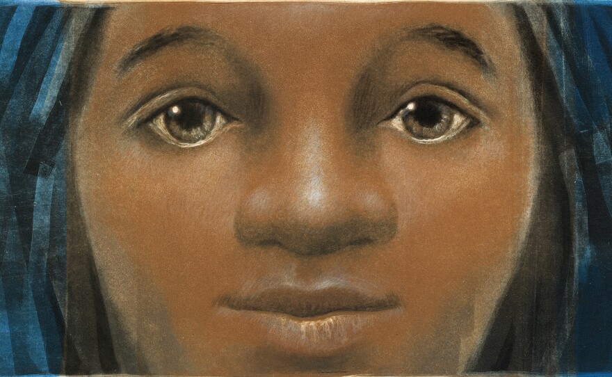 De la Peña says the child in this illustration "is basically saying, 'I dare you to ignore my existence.'"