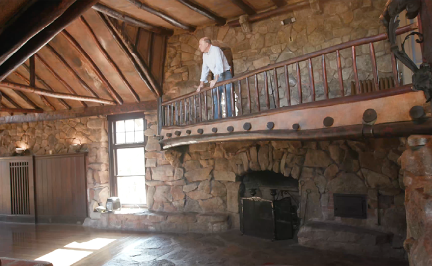 San Diego rocks! Host Ken Kramer explores some remarkable structures built with nearby rock, including this castle at Mount Woodson, northeast of Poway. Interior view. (undated photo)