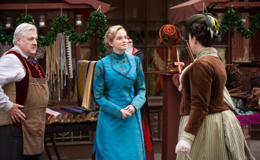 Peter Wight as Edmund Lovett and Joanna Vanderham as Denise.