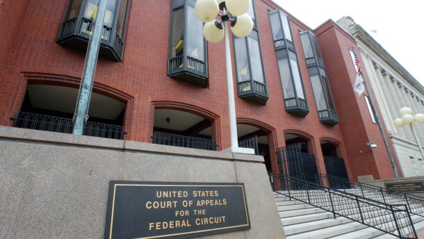 This photo shows an exterior view of the U.S. Court of Appeals for the Federal Circuit building from 2002 in Washington, D.C.