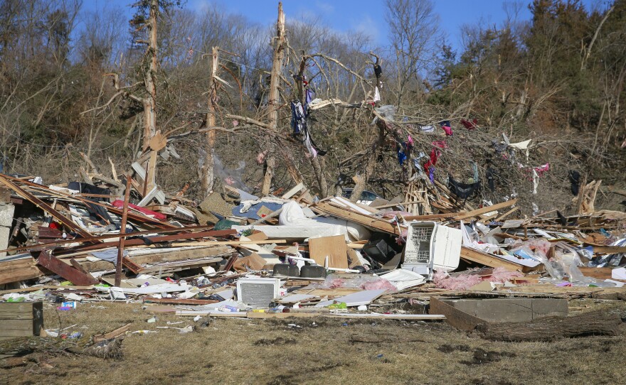 Cleanup efforts are underway in Winterset, Iowa, on Sunday after a tornado hit the area.