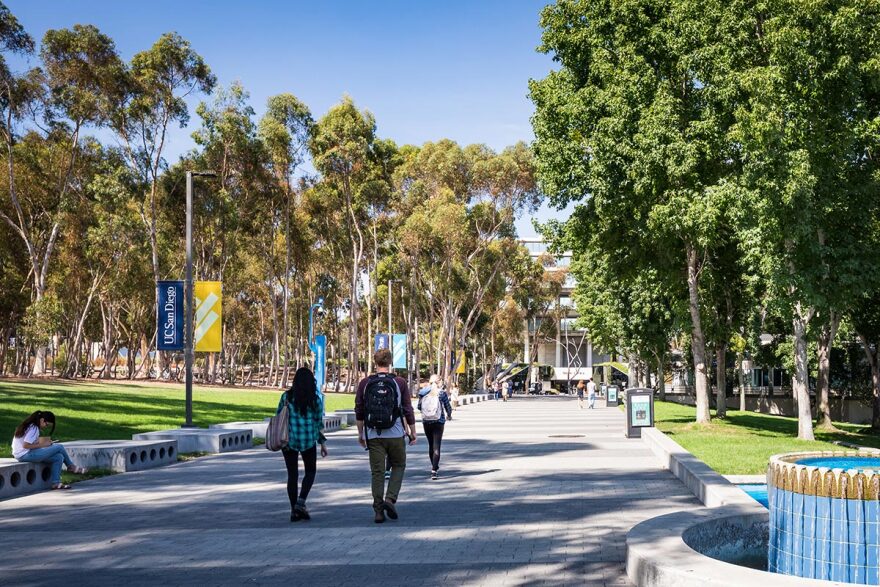 Students walk at UC San Diego in this undated photo.