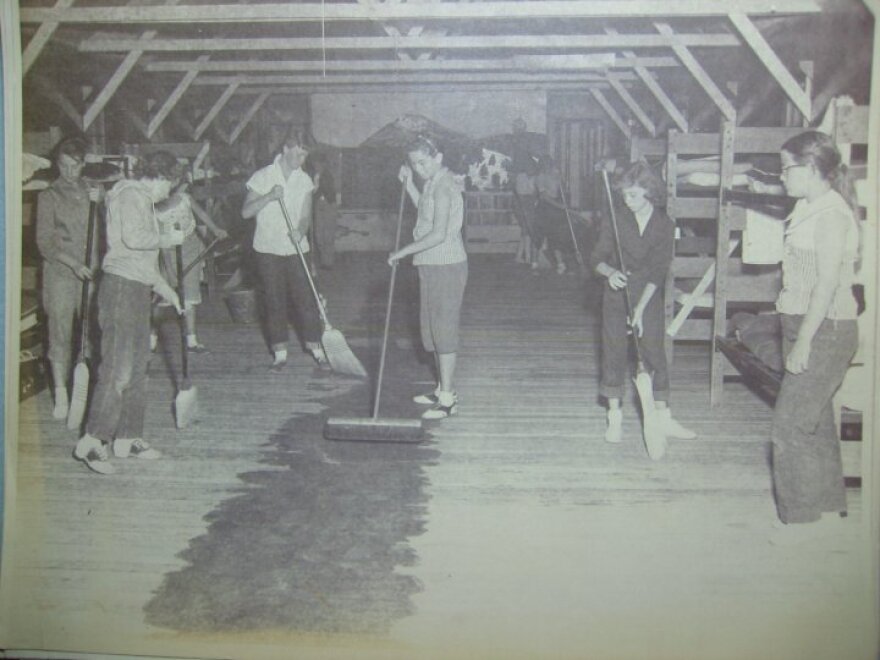 Campers clean their cabin at the Cuyamaca Outdoor School in this undated photo.