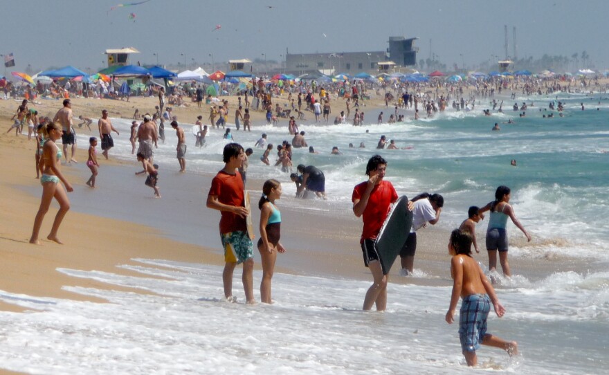 Not a lot of grime washes up on Bolsa Chica State Beach, in Huntington Beach, California.