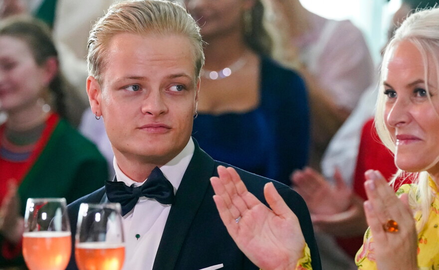 FILE - Norway's Marius Borg Hoiby and Crown Princess Mette-Marit in Oslo, June 16, 2022.