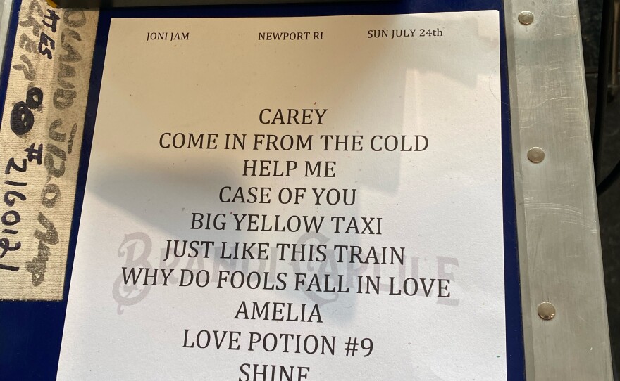 The historic set list to Joni Mitchell's return to the stage - and the Newport Folk Festival.
