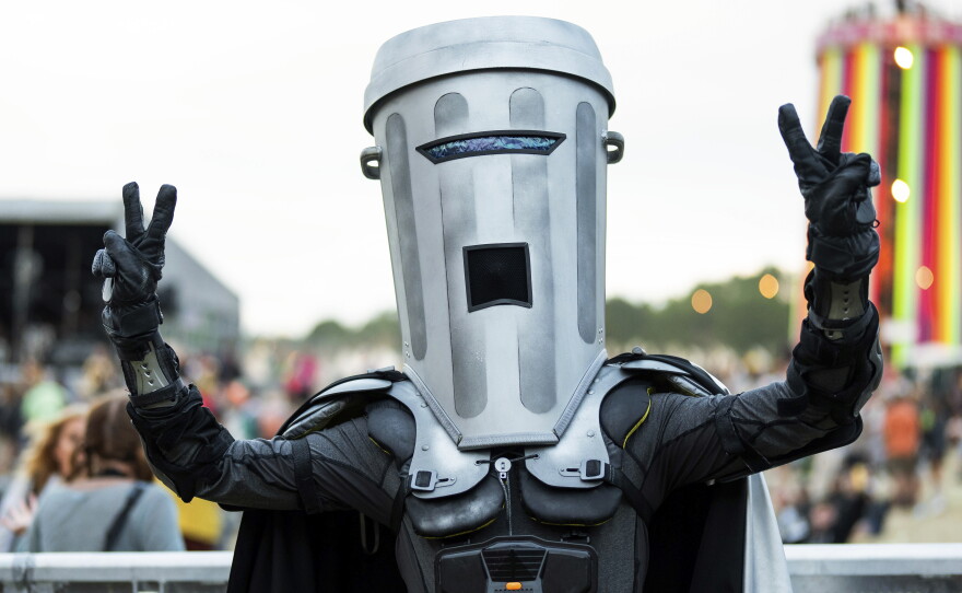 Count Binface, a candidate in the Clacton-on-Sea by-election, poses for photographers at the Glastonbury Festival, Somerset, England, June 29, 2024.