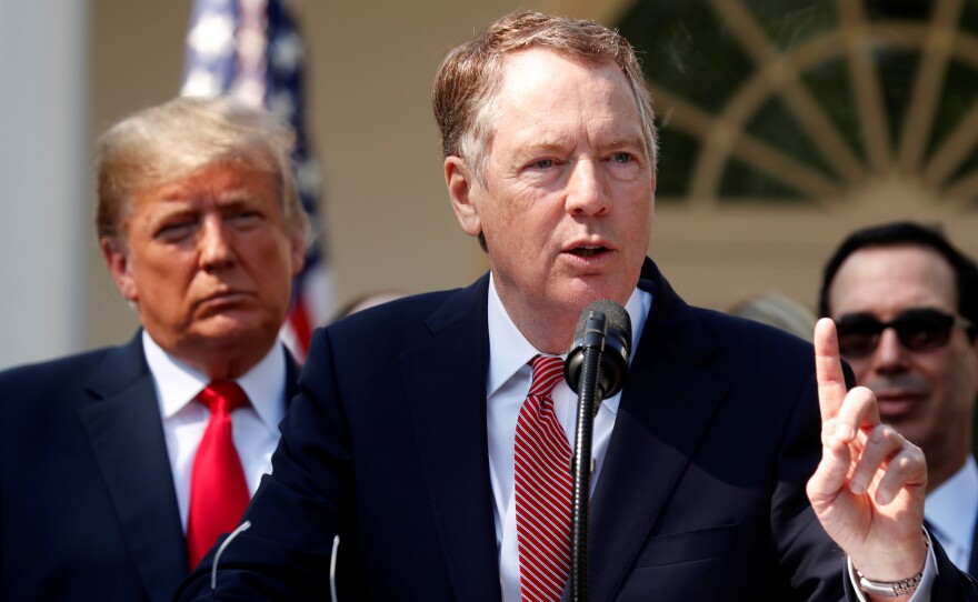 U.S. Trade Representative Robert Lighthizer discusses the United States-Mexico-Canada Agreement as President Trump and Treasury Secretary Steven Mnuchin look on Oct. 1, 2018. Lighthizer is now the chief U.S. negotiator in trade talks with China.