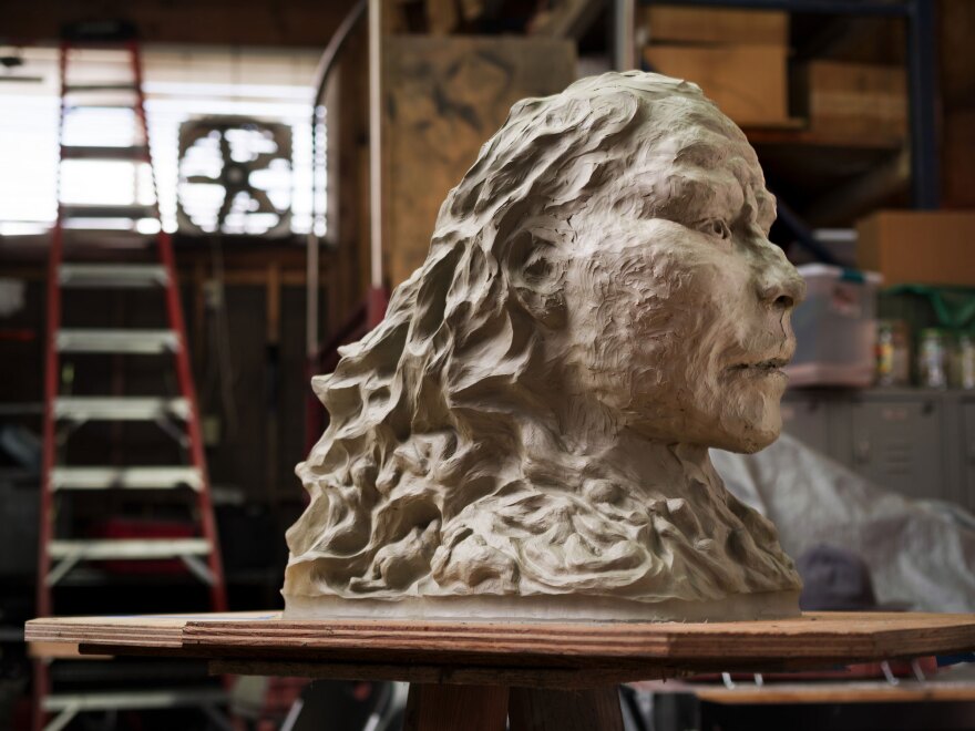 Artist Johnny "Bear" Contreras' "I'm No Tonto," shown in a 2022 work-in-progress photo, will be part of "Voices from the Rez" at the La Jolla Historical Society.