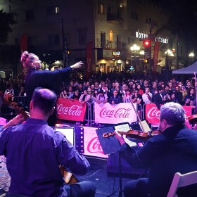 Magos Herrera and the Hausmann String Quartet are seen in Avenida Revolucion, Tijuana, in this undated photo.
