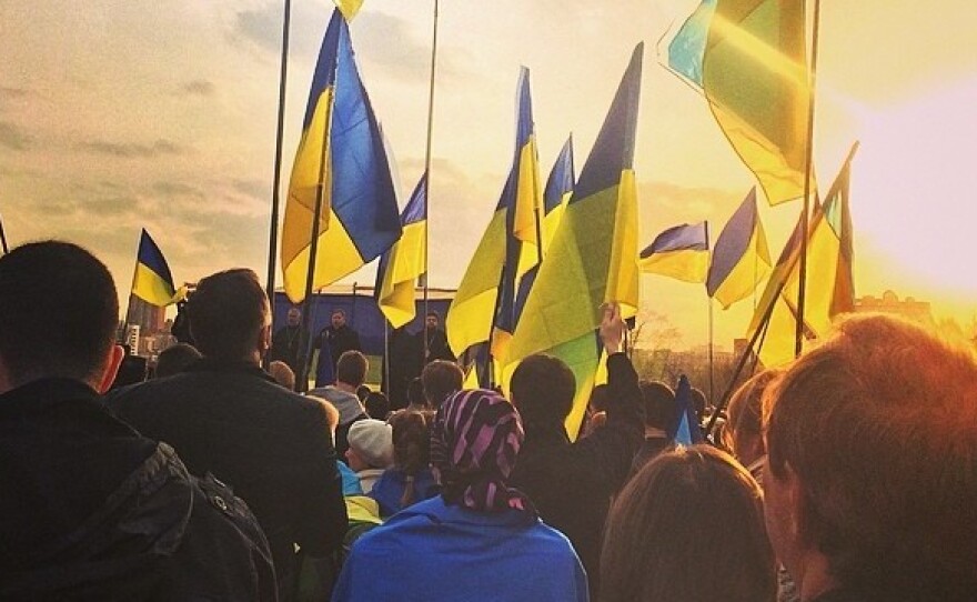 A pro-union rally in Donetsk.