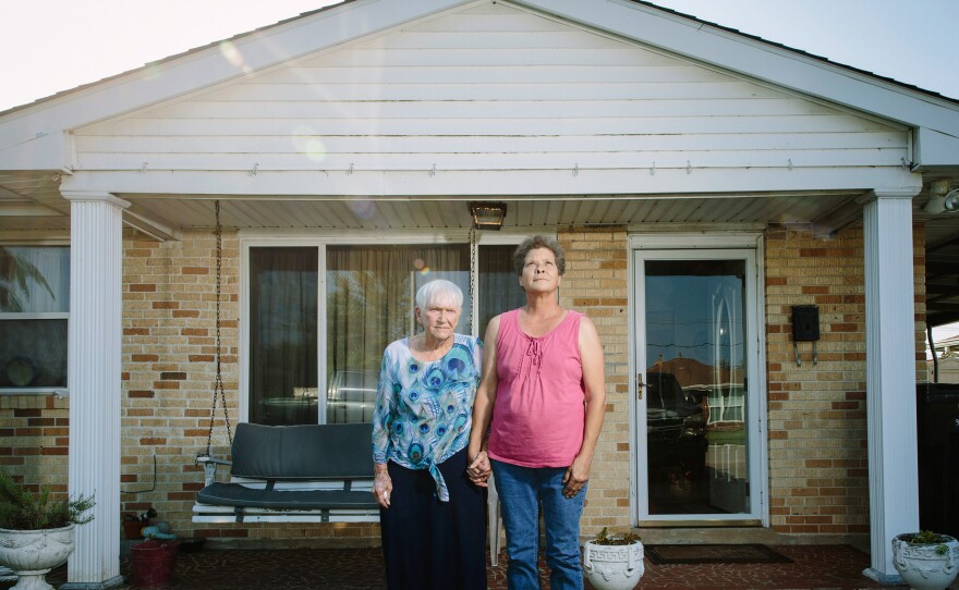 Donna Bordelon, left, and Colleen Bordelon in front of the house where they live on Schnell Drive in Arabi, La.