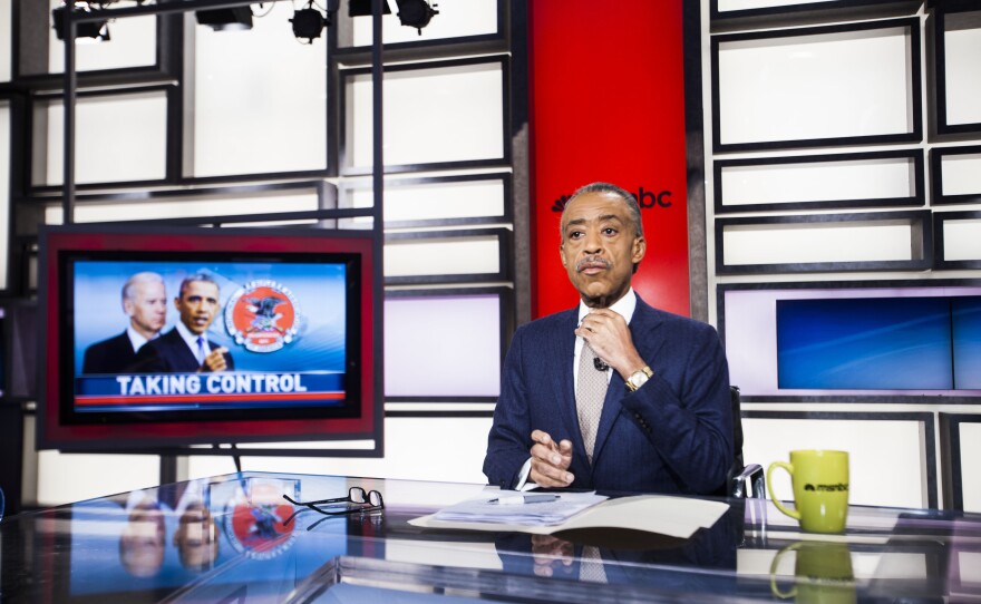 The Rev. Al Sharpton, founder and president of National Action Network, prepares for his MSNBC show