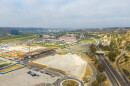 An undated aerial photo shows construction underway at SDSU Mission Valley.
