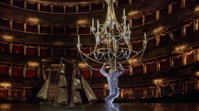 A scene from Act One of Thomas Ads's "The Tempest" with acrobat Jaime Verazin as Ariel.