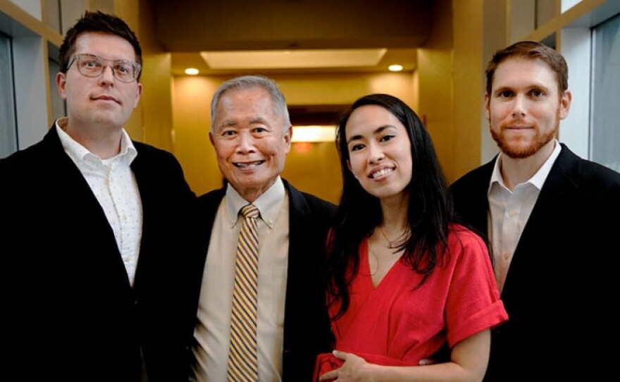 Justin Eisinger, George Takei, Harmony Becker, Steven Scott, authors and illustrators of the 2020 One Book, One San Diego selection "They Called Us Enemy," are pictured in a file photo.