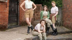 Nancy Morrell played by Summer Strallen; Joyce Fisher played by Becci Gemmell; Bea Holloway played by Jo Woodcock; Annie Barratt played by Christine Bottomley from the television series LAND GIRLS.