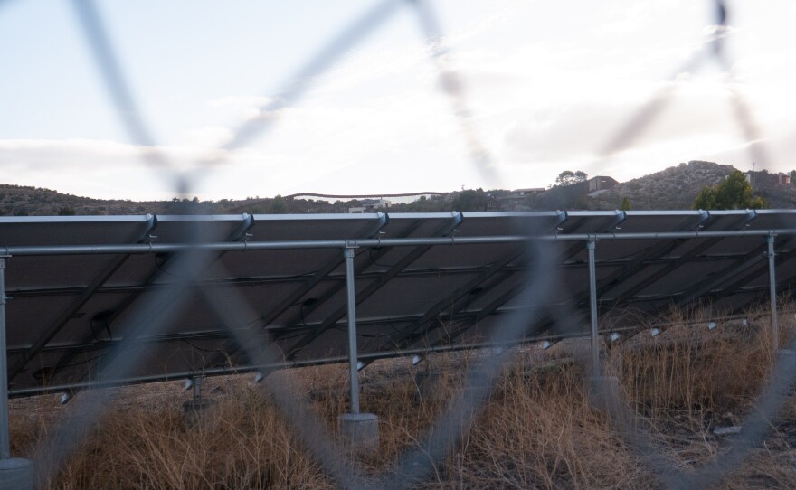 The Jacumba community center already relies on small-scale solar to help power the building. Photo taken Oct. 13, 2025.