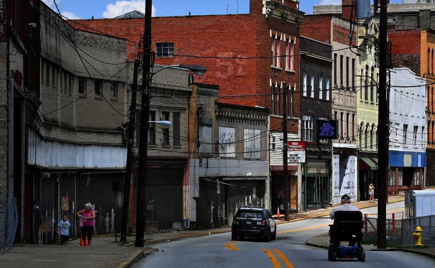 Many abandoned buildings and shuttered businesses in Brownsville, Pennsylvania, one of 26 states with an increasing mortality rate among whites.