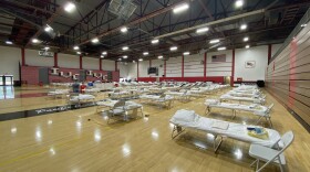 A temporary emergency facility at Imperial Valley College is shown in this undated photo. The site will be used to house coronavirus patients in the days before they’re discharged.