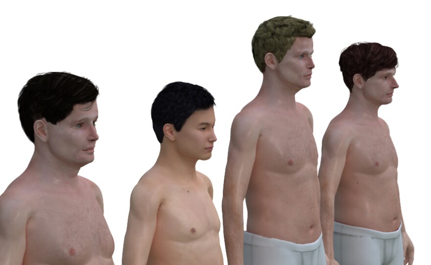 Sizes for average adult men in America, Japan, the Netherlands and France.
