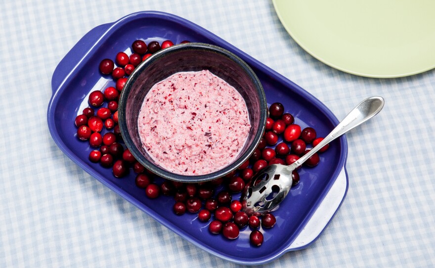 Behold: Mama Stamberg's cranberry relish. (Yes, it's supposed to be that color.)