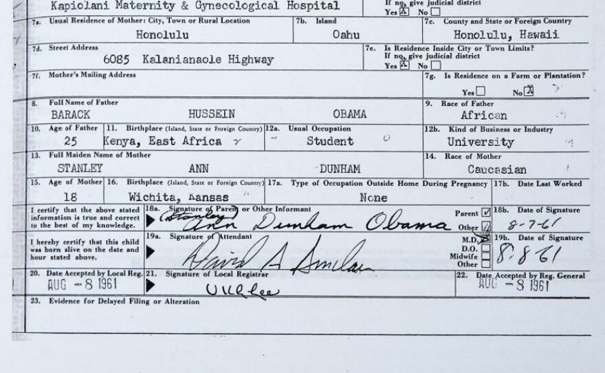 This handout image provided by the White House shows a copy of the long form of President Obama's birth certificate.