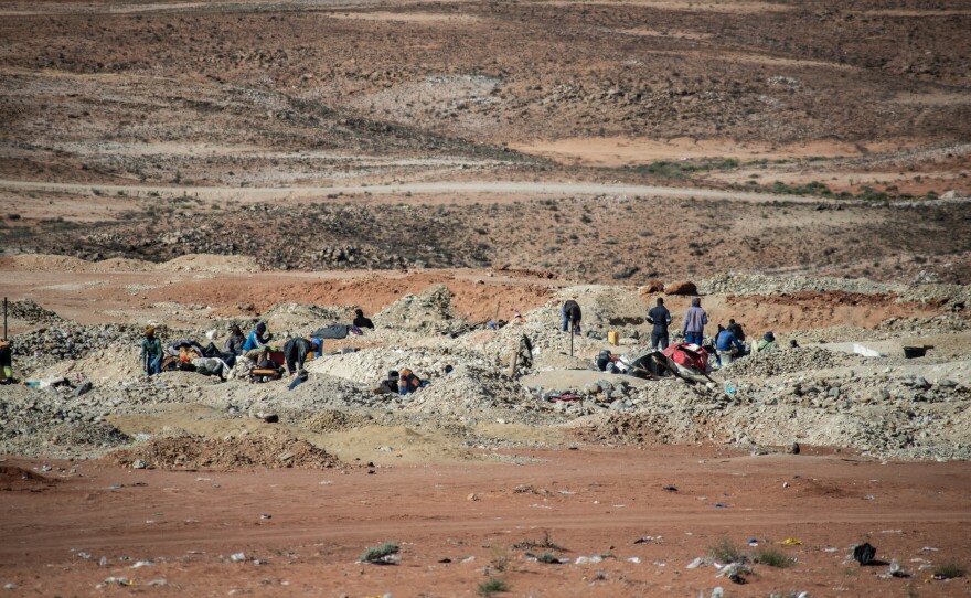 Diamond miners at an illegal dig site in Namaqualand, South Africa.