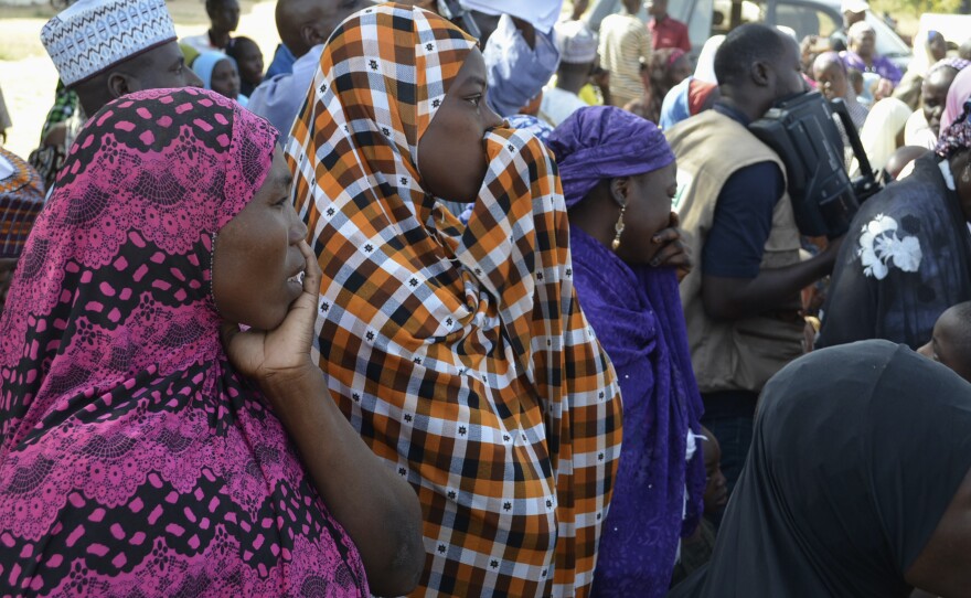 Families of kidnapped schoolgirls attend a meeting with the local government in the remote town of Chibok, Nigeria.