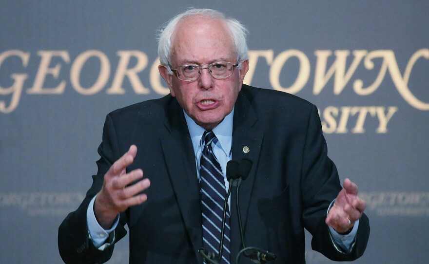 Sen. Bernie Sanders speaks about Democratic socialism at Georgetown University Thursday.