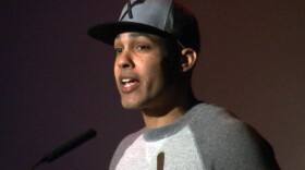Hip hop artist Jasiri X speaks to San Diego City College students, March 22, 2017.