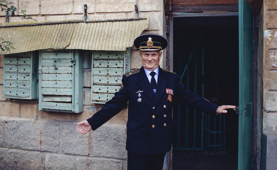 Valentin Danilov, 83, is a resident of Sevastopol, Crimea, and a former executive officer on a Soviet submarine. He still wears his military uniform in public though he's long since retired. He says he got some dirty looks when Crimea was part of Ukraine, but now that Russia is in control, he says the uniform is welcome.