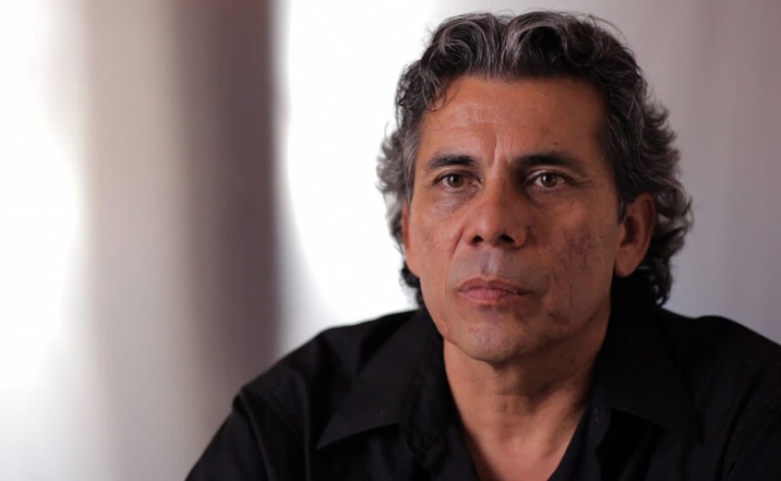 Sergio Haro gives an on-camera interview for "Reportero."