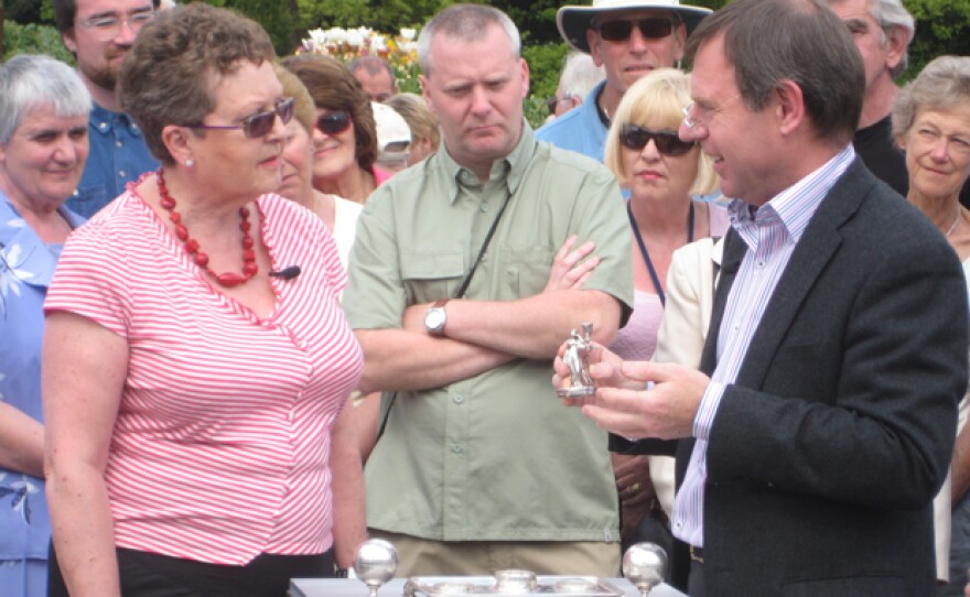 Alastair Dickenson examines a silver inkstand that might have been a gift to Admiral Nelson by his lover Lady Emma Hamilton in 1805.