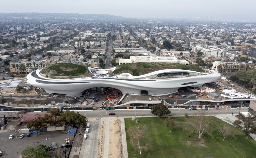 The Hall H Sunday panel Sneak Peek of the Lucas Museum of Narrative Art, will discuss the power of illustrated stories and the role of narrative art in society. The museum is scheduled to open in 2026. Rendering of what the museum will look like.