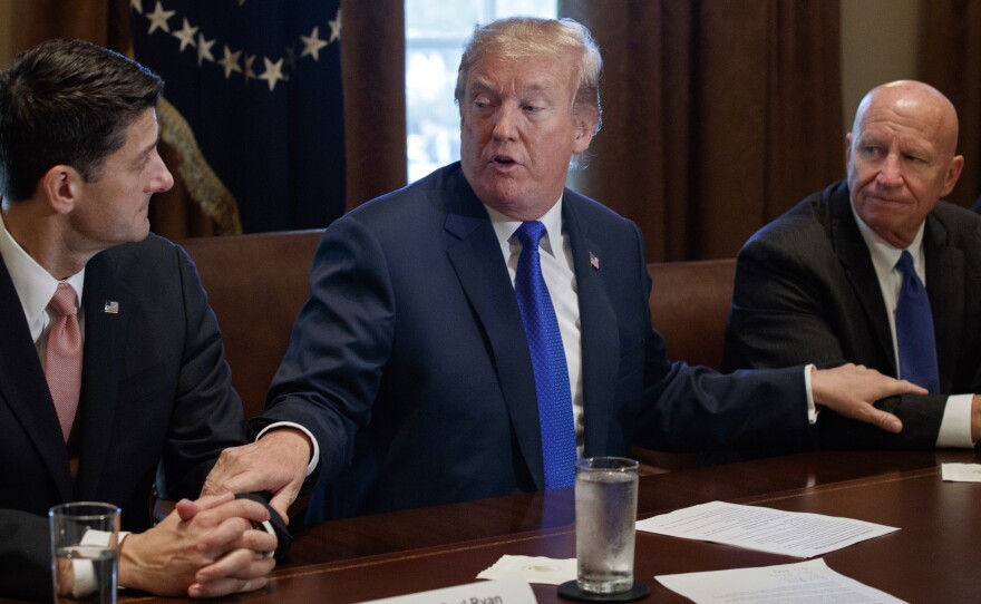 President Trump speaks during a tax policy meeting last November with House Speaker Paul Ryan and Ways and Means Committee Chairman Kevin Brady.