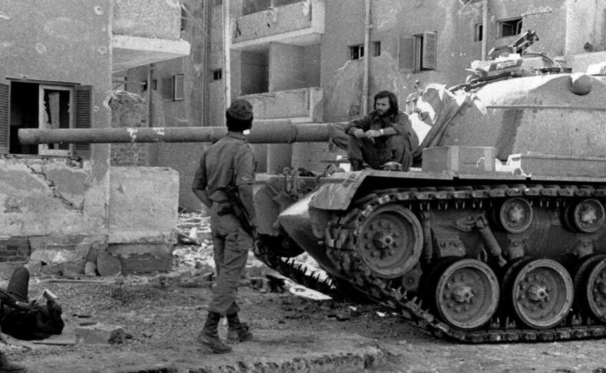 An Israeli tank tanks a break near Suez City in Egypt on Oct. 29, 1973. The Egyptian military made advances agains Israeli forces in the first days of the war, but Israel's army eventually recovered.