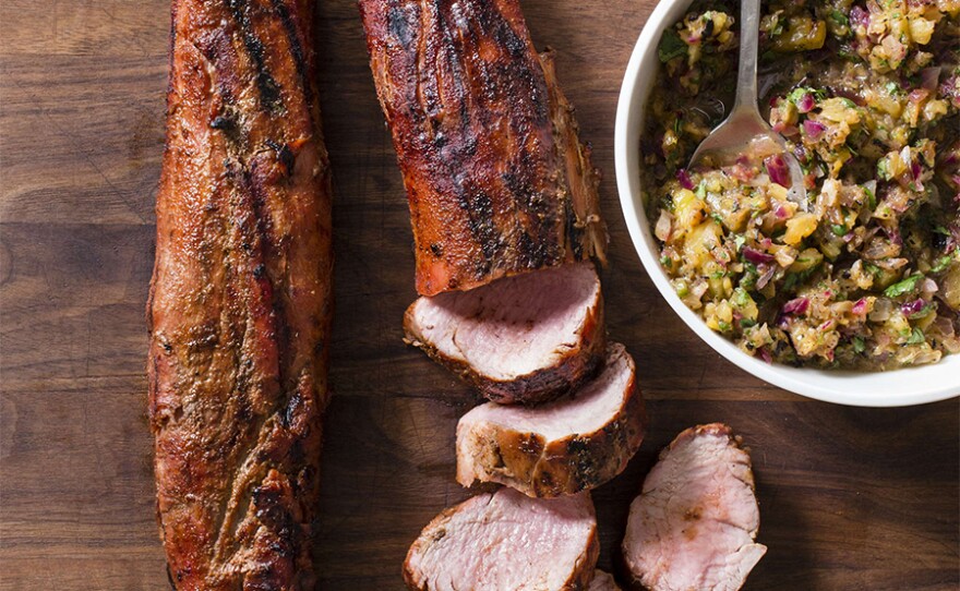 Grilled Pork Tenderloin with Grilled Pineapple–Red Onion Salsa