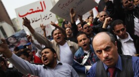 Supporters of the people of Yemen chant during a demonstration calling for the departure of President Abdullah Ali Saleh and his regime May 13, 2011 in the Brooklyn borough of New York City. 