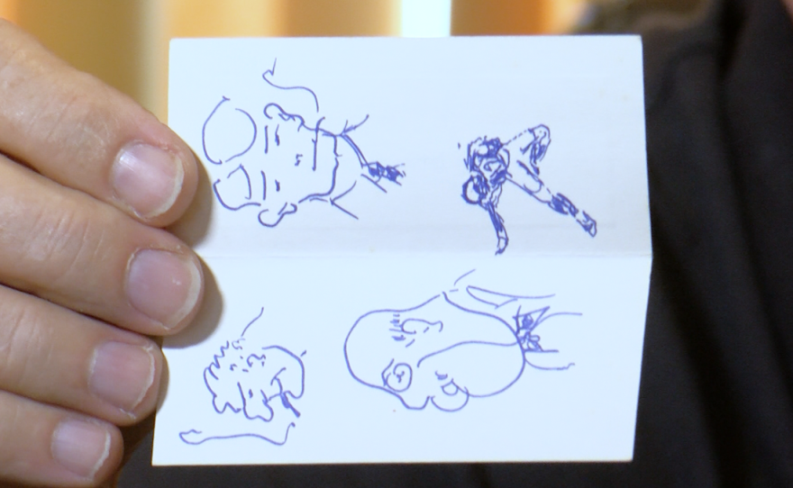 Original doodles by Ronald Reagan when he was Governor are seen in this photo taken on August 5, 2021.