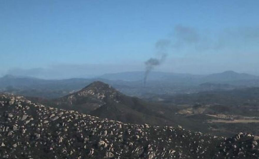 Lakeside Fire District posted to its Tumblr account this photo of a vegetation fire burning near Aurora Drive and I-8 Business, May 14, 2014. 