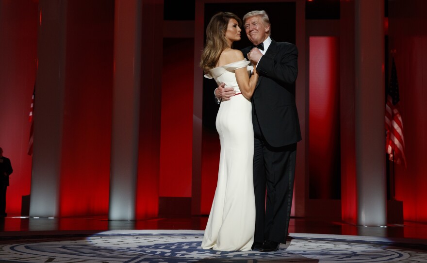 President Trump dances with first lady Melania Trump at the Liberty Ball in 2017. Federal prosecutors subpoenaed Trump's inaugural committee Monday, reportedly to find out how the inauguration was funded and by whom.