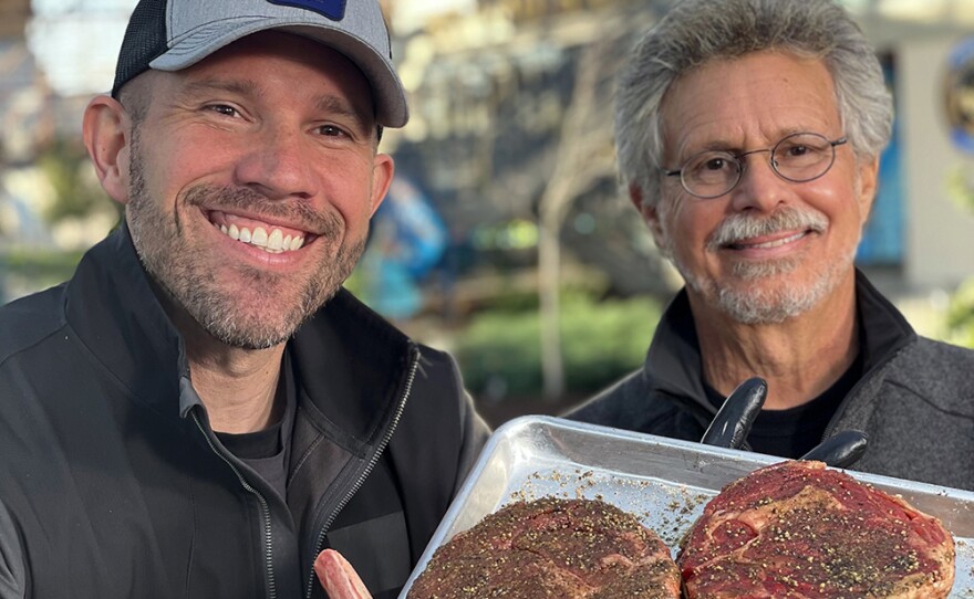 Steven Raichlen (right) with David Olson from Live Fire Republic.