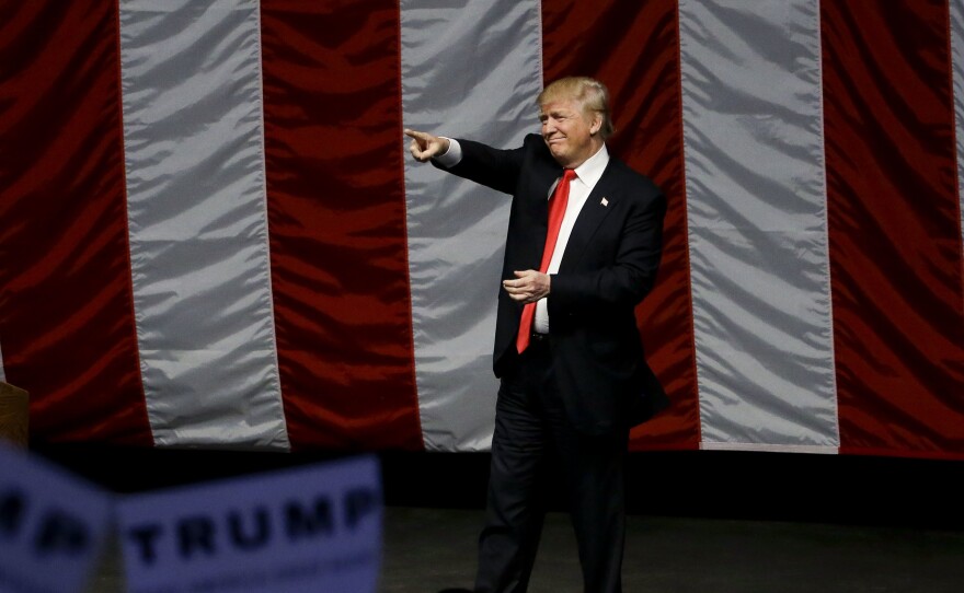 Donald Trump campaigns in Costa Mesa, Calif., on Thursday evening.