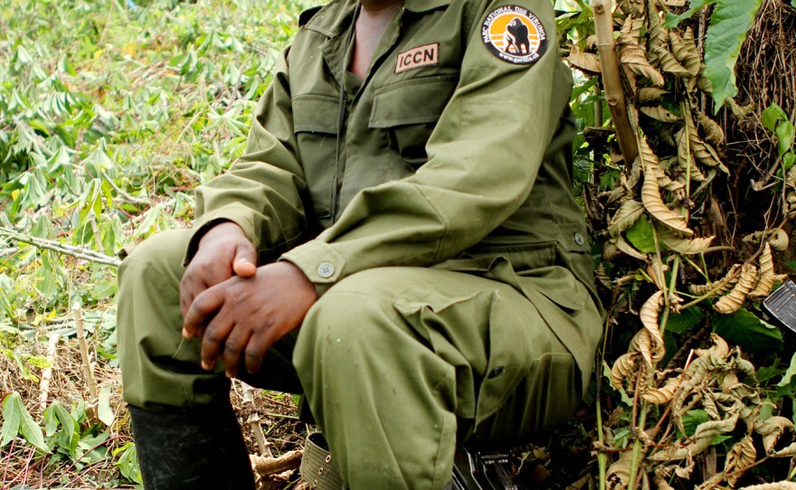 Katembo rests during an anti-poaching operation in Virunga National Park.