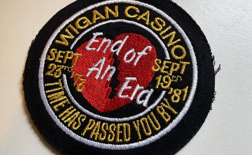A souvenir woven patch from the last night at the Wigan Casino, which played Northern Soul at all night dances during the '70s and early '80s.