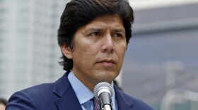 California state Senate President pro Tempore Kevin de Leon, D-Los Angeles, speaks in Los Angeles, Dec. 20, 2017. 