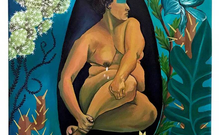 "Secret Garden 01" is a 2018 oil painting by artist Chitra Gopalakrishnan.