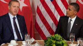 President Obama meets with Turkish Prime Minister Recep Tayyip Erdogan on Tuesday in New York City. The two men discussed the Palestinian issue only after reporters had left the room.