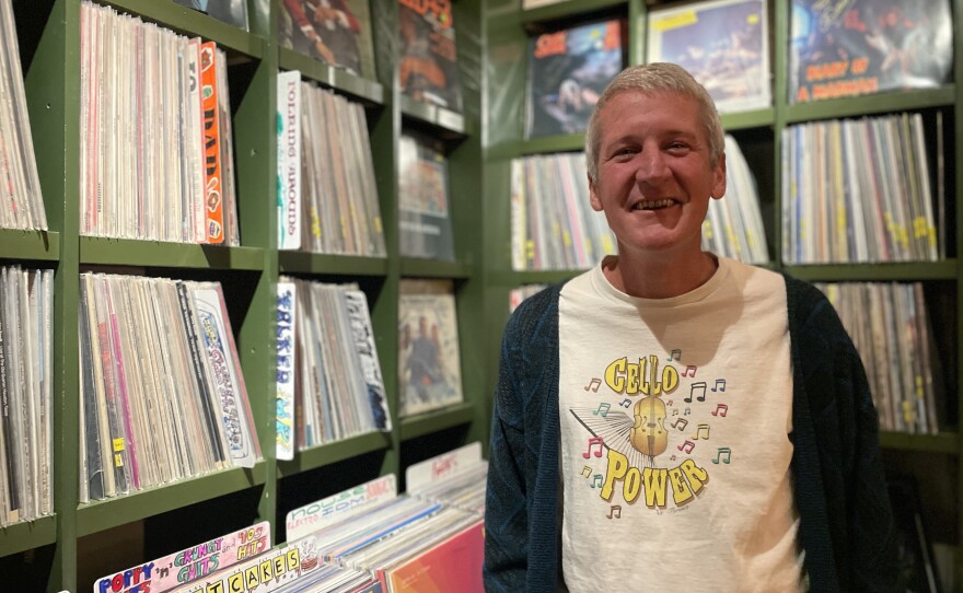 Folk Arts Rare Records owner Brendan Boyle is shown at the Folk Arts record shop in Part Time Lover on Dec. 15, 2025.
